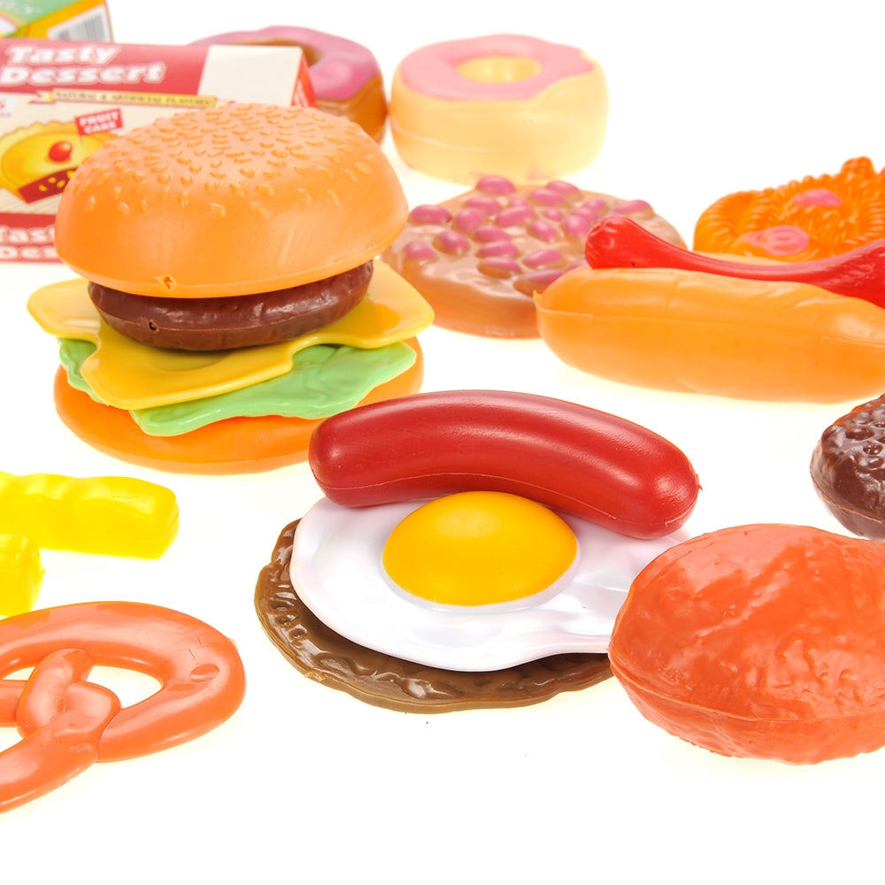 Fast Food & Dessert Play Food Set For Kids - 30 Pieces