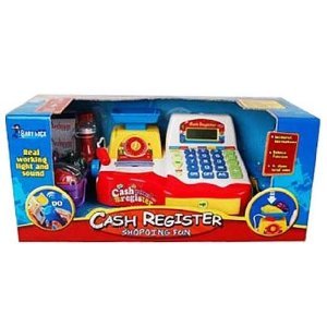 Supermarket Cash Register With Checkout Scanner, Weight Scale, Microphone, Calculator, Play Money And Food Shopping Playset For Kids