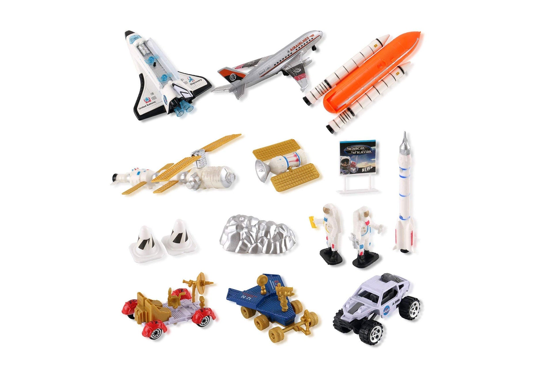 Space Shuttle Playset With Rockets, Satellites, Rovers & Vehicles