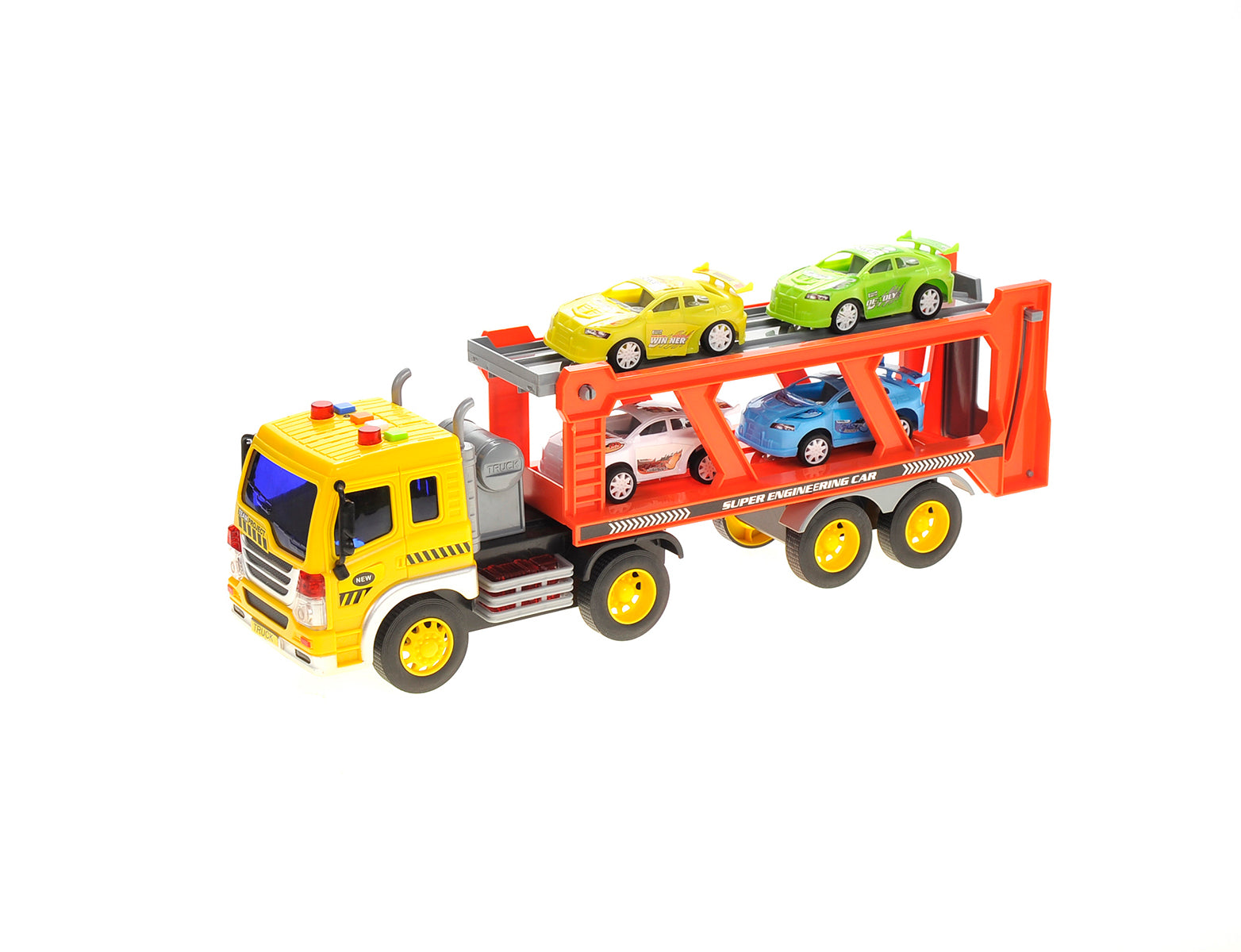 1:16 2-In-1 Friction Powered Transporter Truck With Lights And Sounds