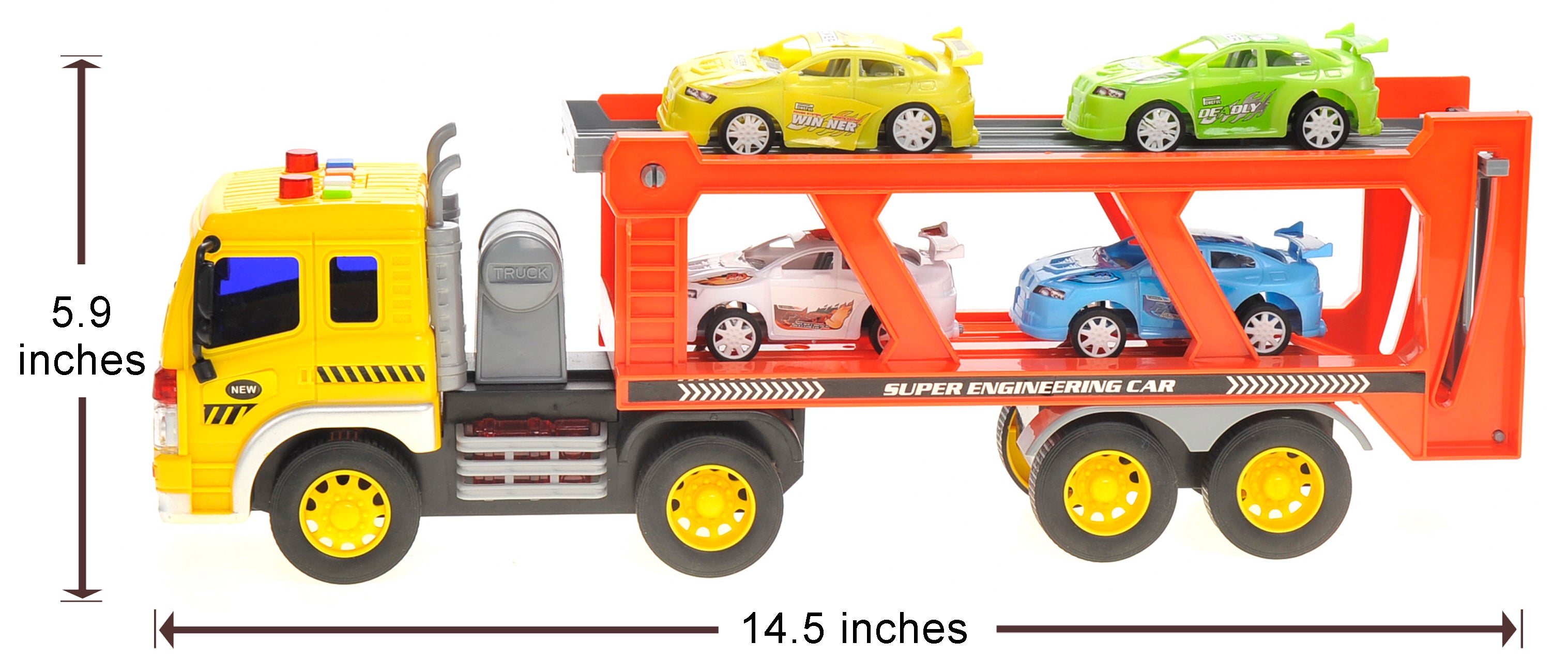 1:16 2-In-1 Friction Powered Transporter Truck With Lights And Sounds