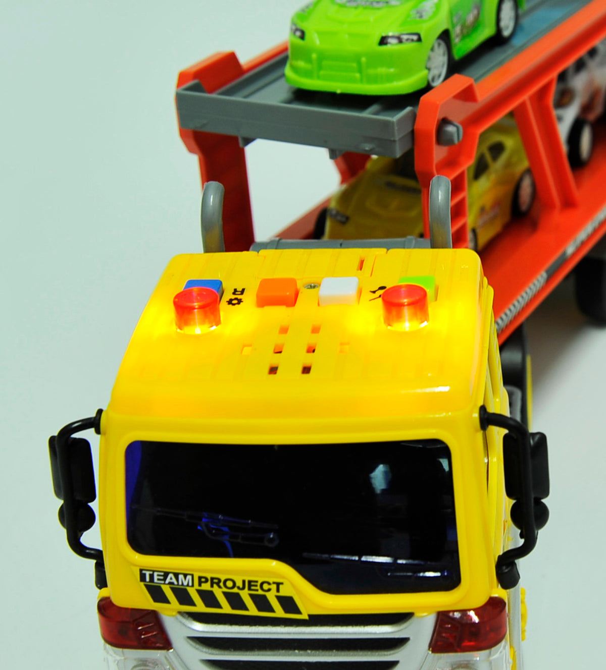 1:16 2-In-1 Friction Powered Transporter Truck With Lights And Sounds