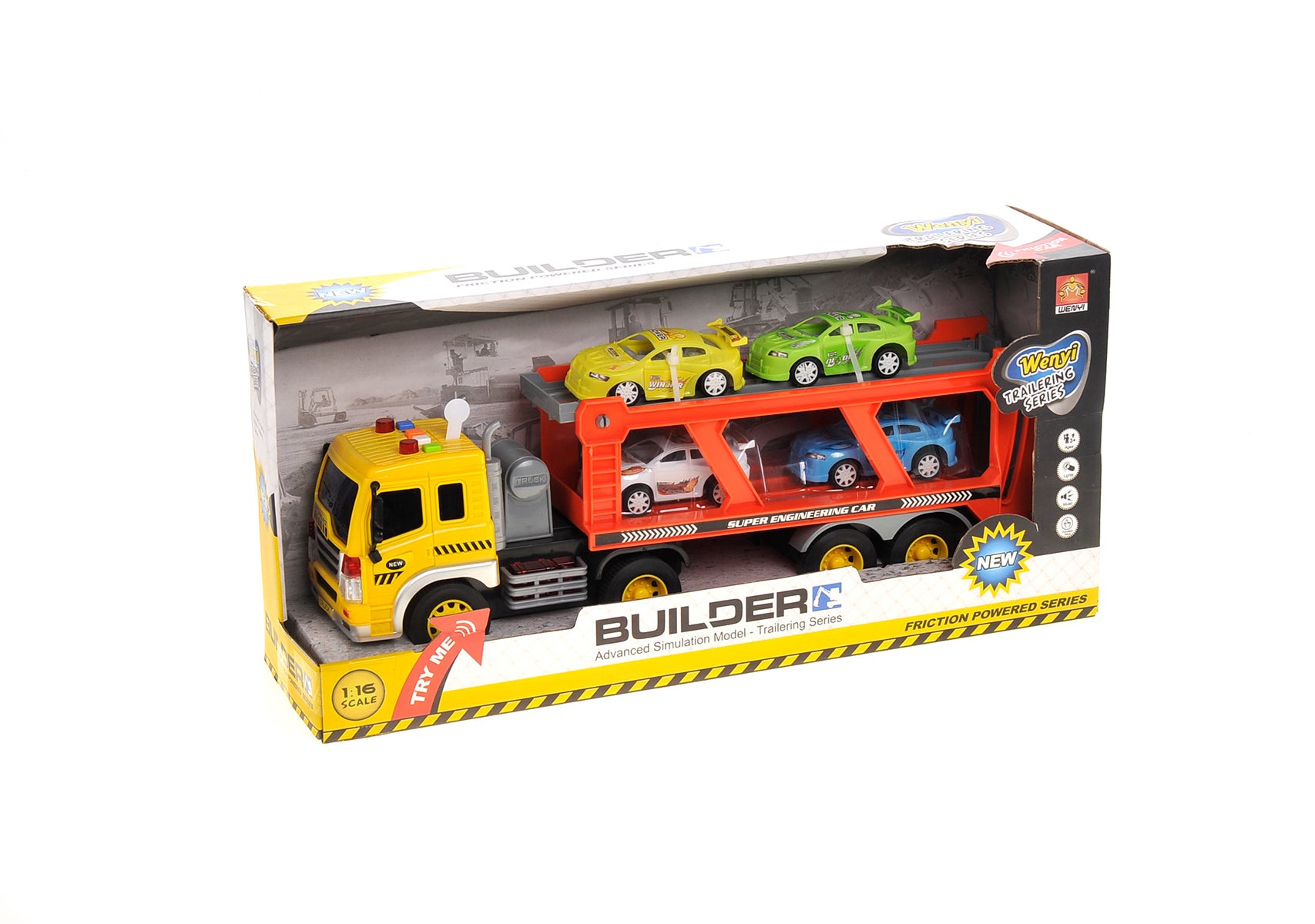 1:16 2-In-1 Friction Powered Transporter Truck With Lights And Sounds