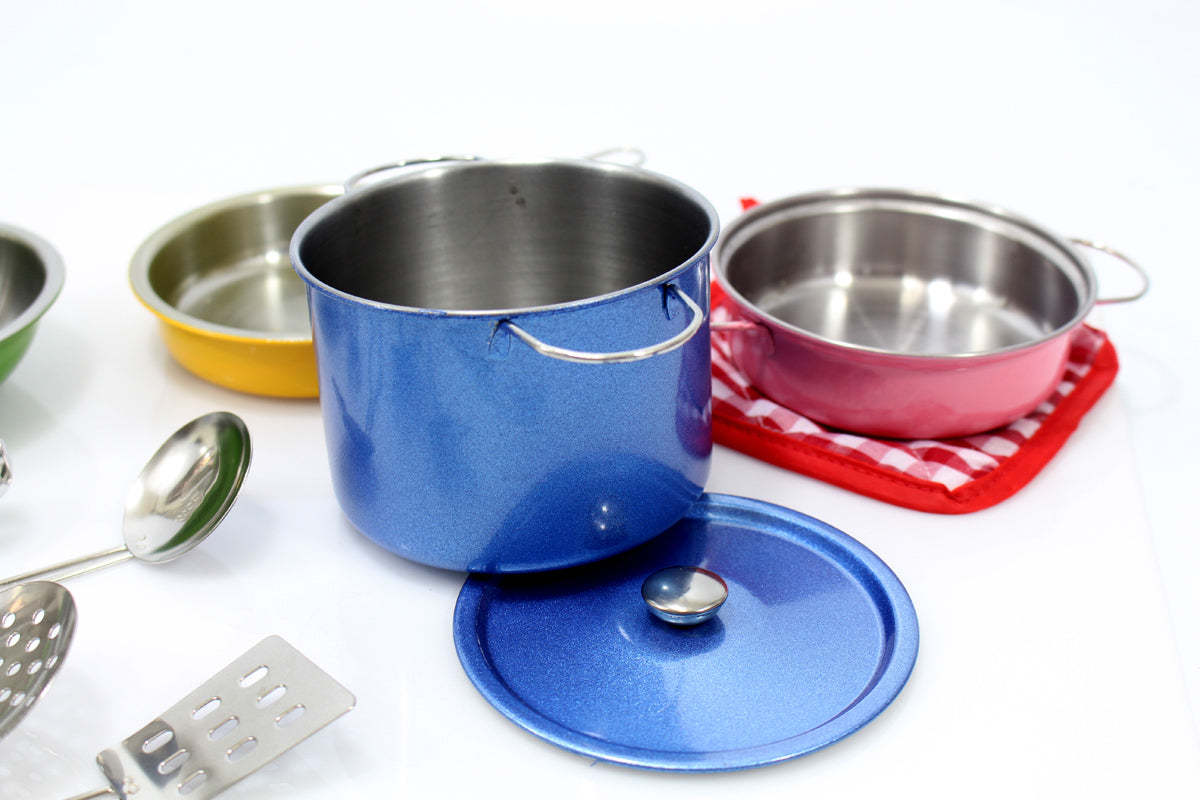 Metal Pots And Pans Kitchen Cookware Playset