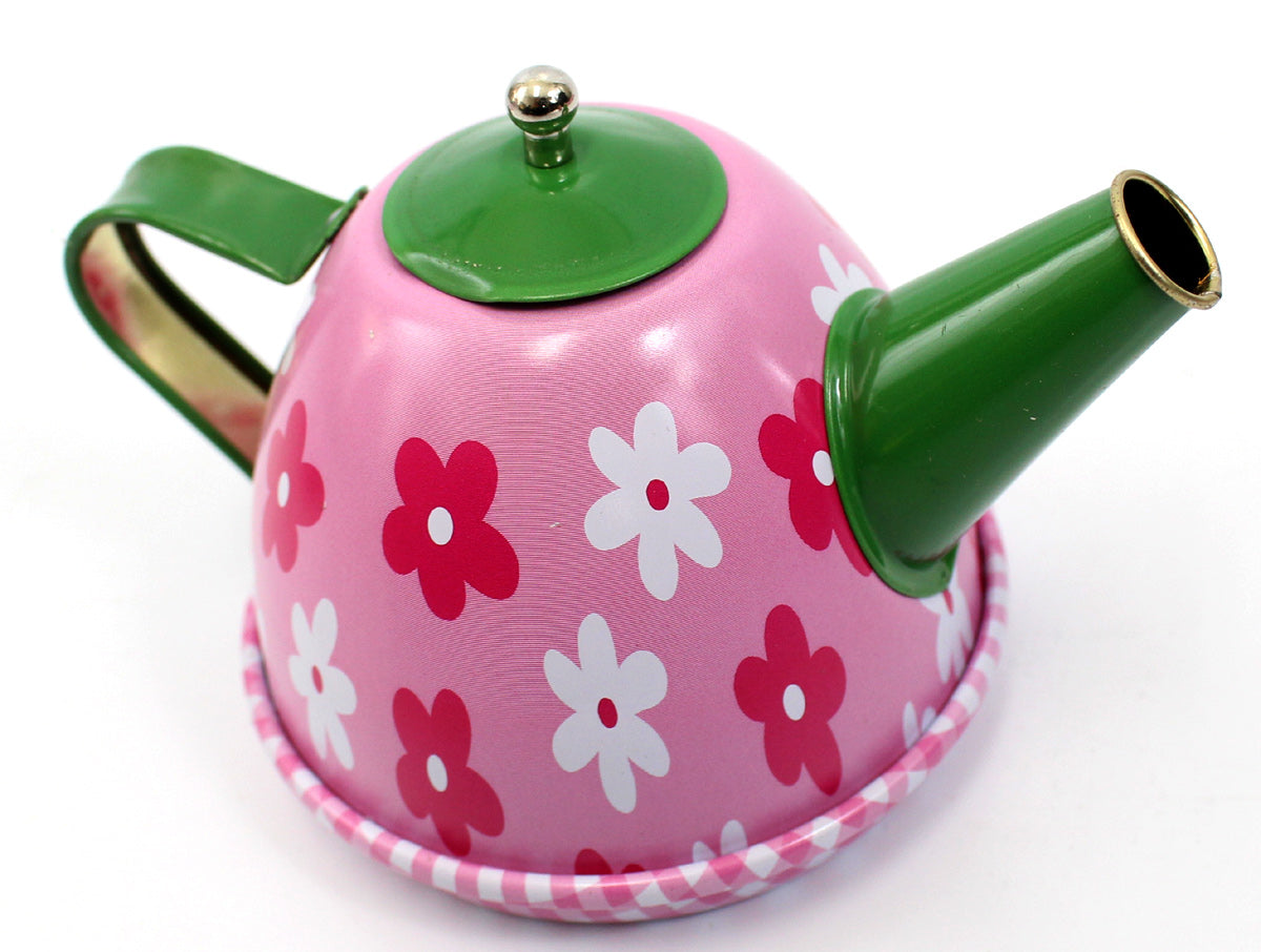 Metal Teapot And Cups Kitchen Playset (Flower)