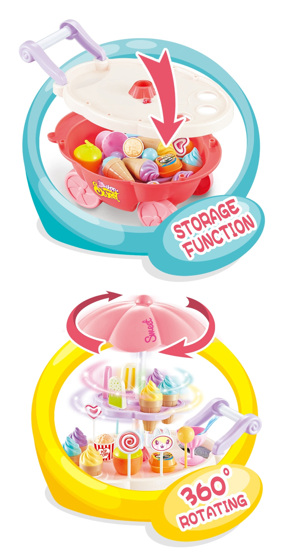 Mini Candy And Ice Cream Cart Shop (Pink)