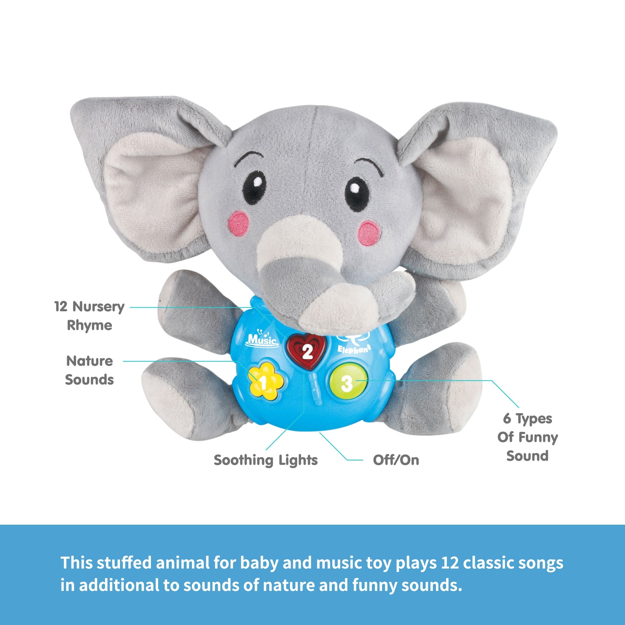 Plush Elephant Infant Toys, Light Up Baby Toys