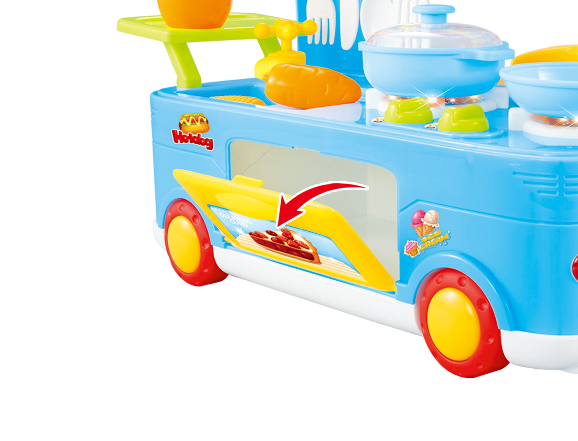 Fast Food Bus Kitchen Play Set Toy 29pcs (Blue)