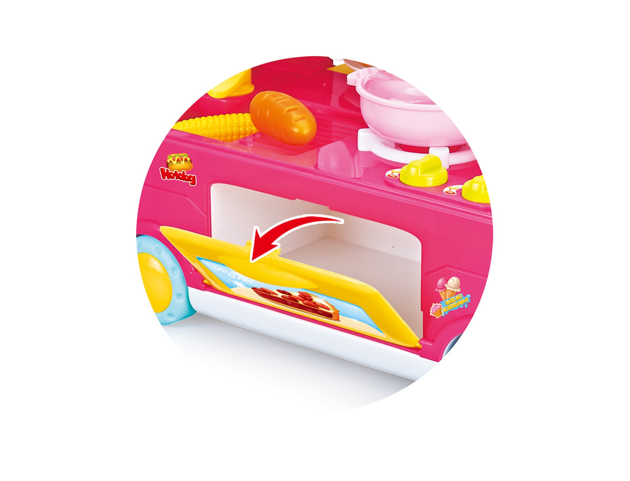 Fast Food Bus Kitchen Play Set Toy 29pcs (Pink)