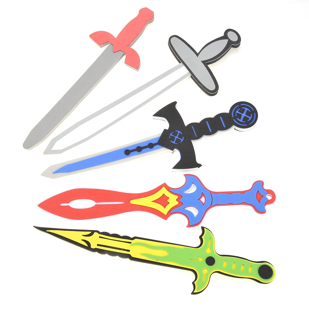 Pack Of 12 Foam Swords And Shields Playset, Medieval Combat Ninja Warrior Weapons