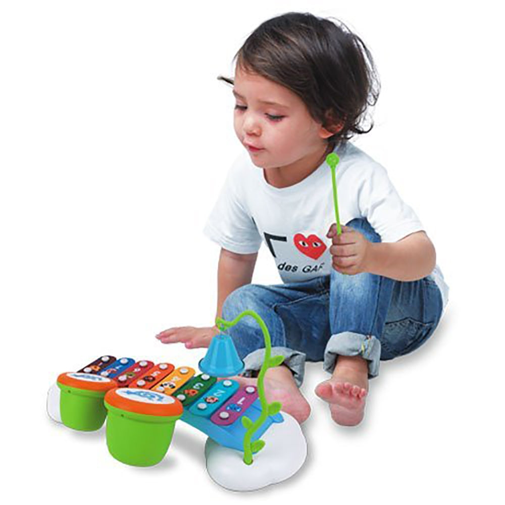 15" Rainbow Xylophone Piano Bridge For Kids With Ringing Bell And Drums