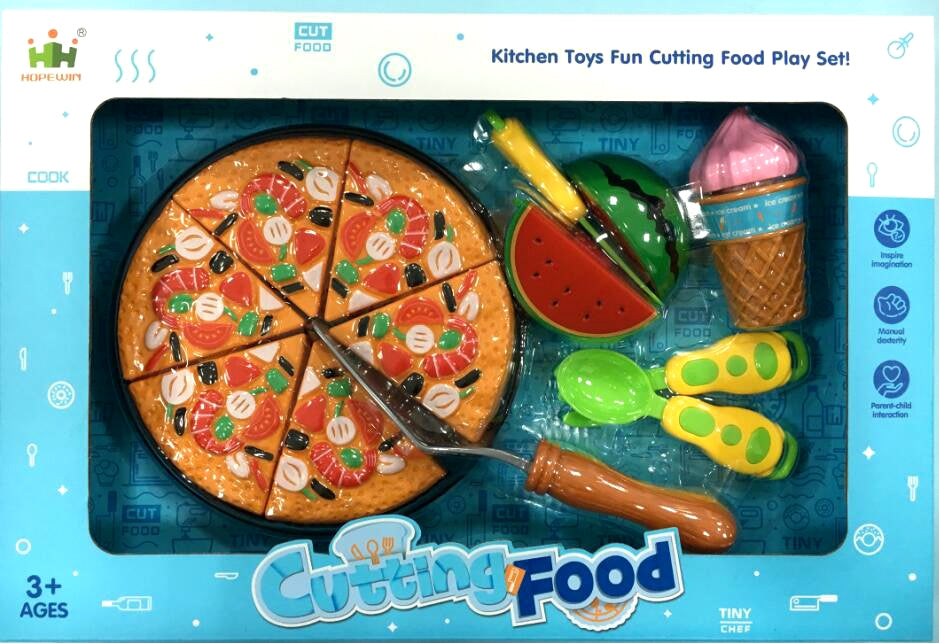 Pizza Playset With Watermelon, Icecream And Utensils