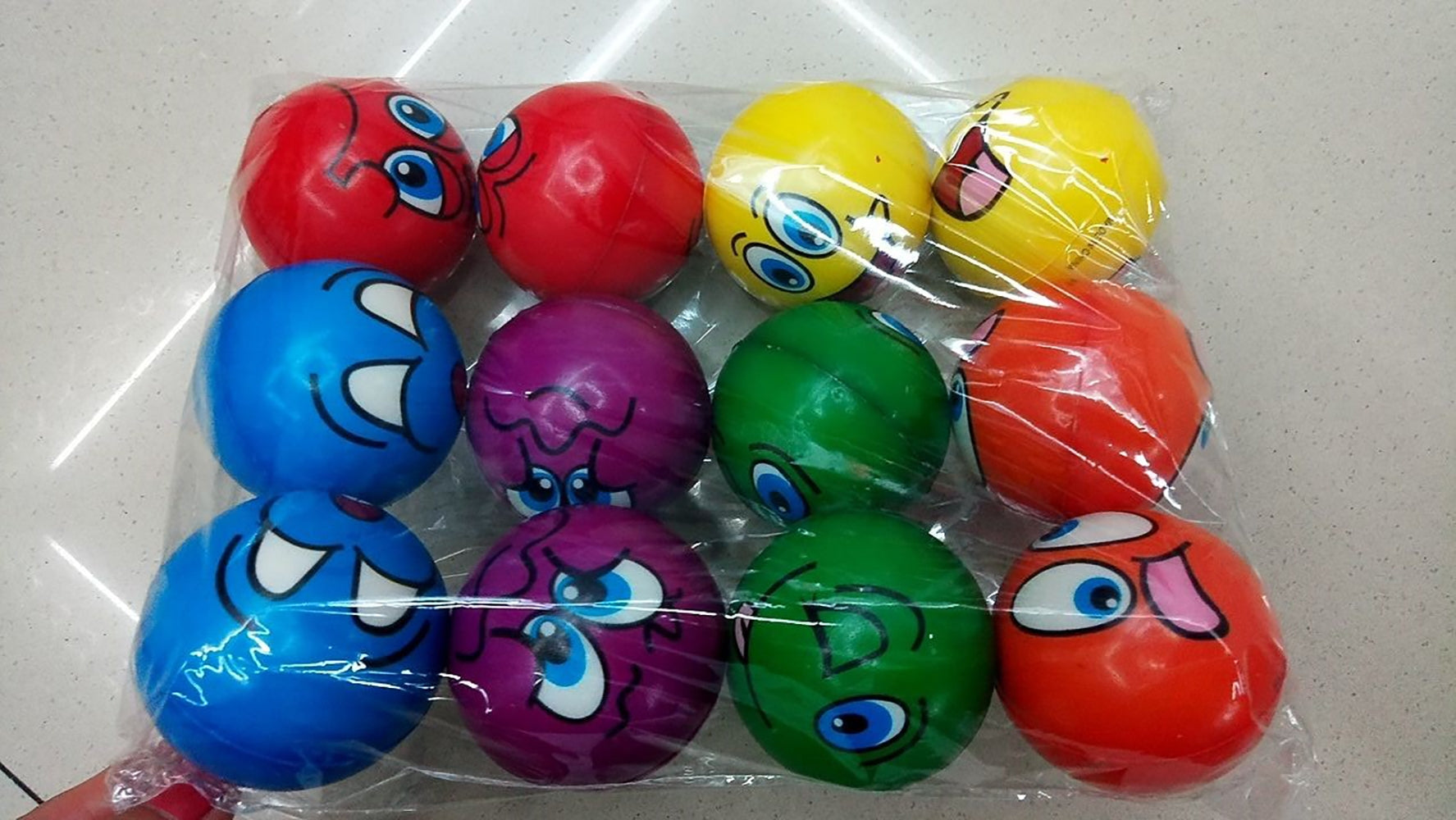 Mini Emoticon Soft Foam Stress Balls (24 Balls Per Box)