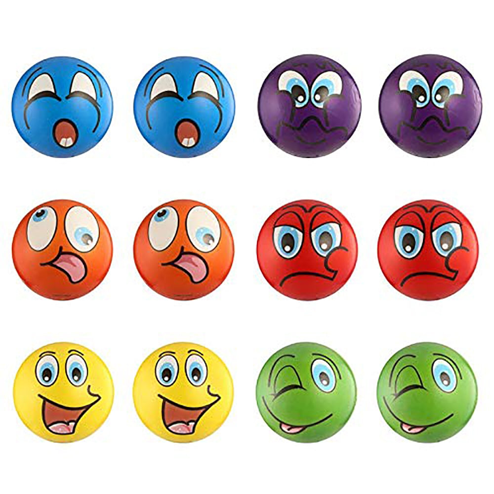 Mini Emoticon Soft Foam Stress Balls (24 Balls Per Box)