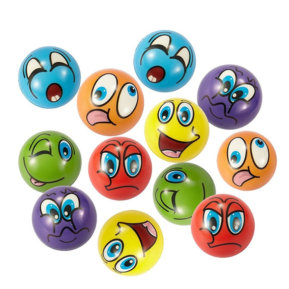 Mini Emoticon Soft Foam Stress Balls (24 Balls Per Box)