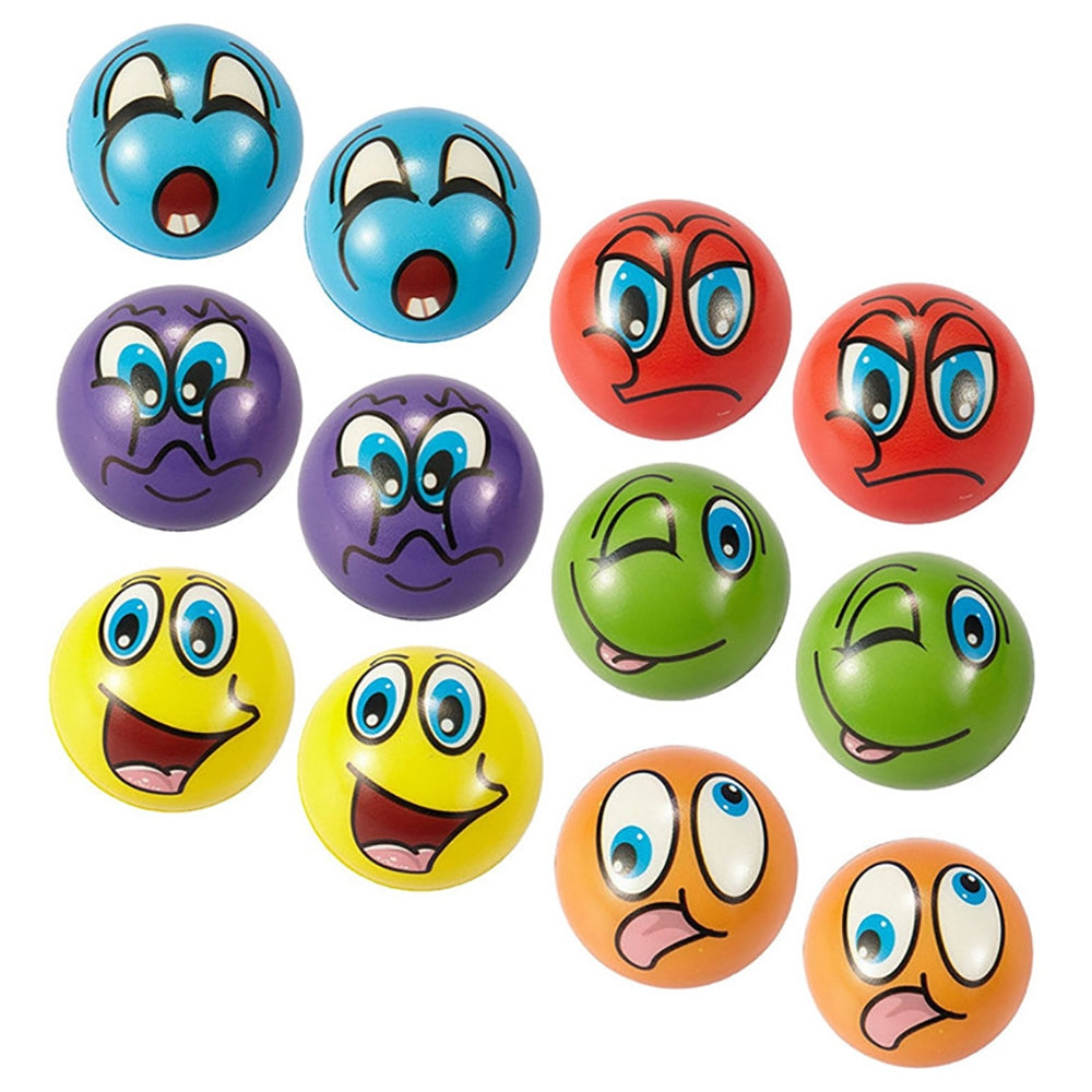 Mini Emoticon Soft Foam Stress Balls (24 Balls Per Box)