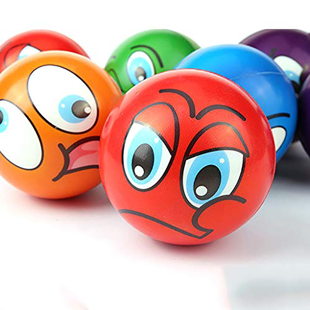 Mini Emoticon Soft Foam Stress Balls (24 Balls Per Box)