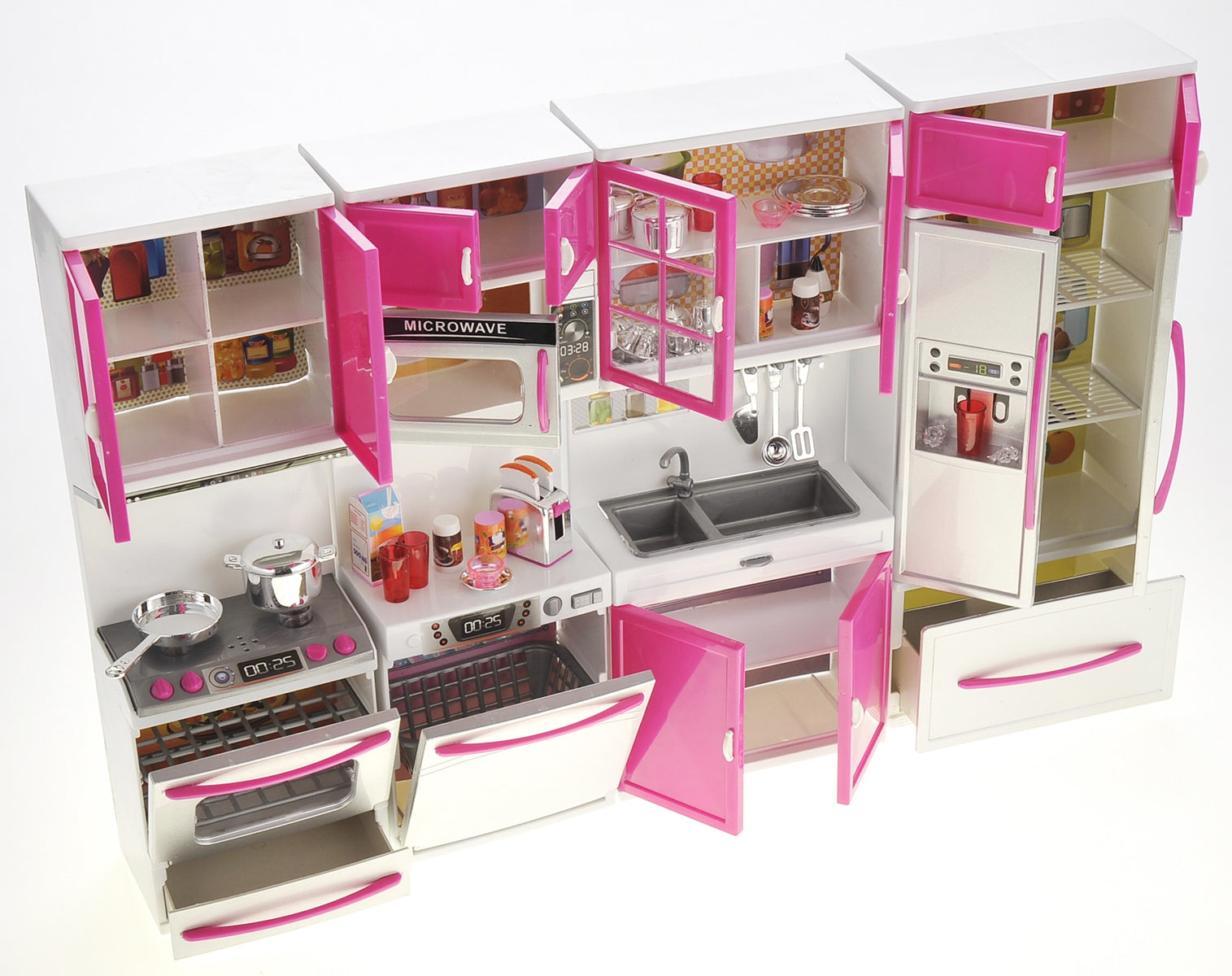 My Modern Kitchen Full Deluxe Kit Battery Operated Kitchen Playset : Refrigerator, Stove, Sink, Microwave