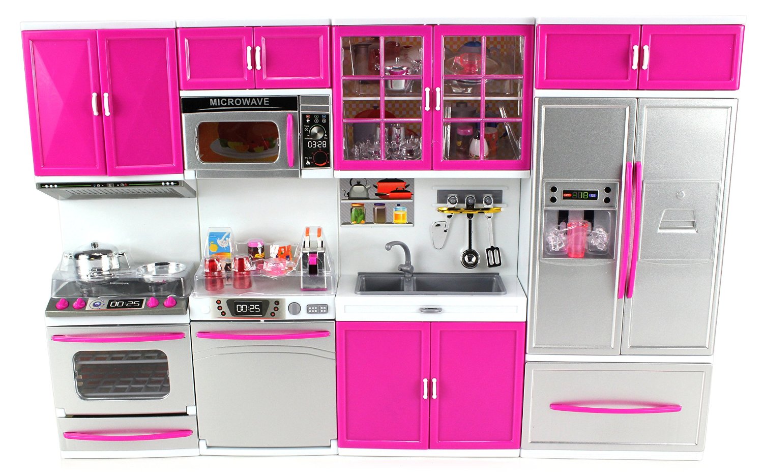 My Modern Kitchen Full Deluxe Kit Battery Operated Kitchen Playset With Toy Doll, Lights, And Sounds