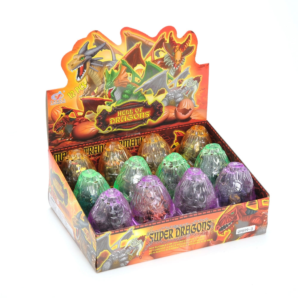 Dragon Figurine Puzzles In Hatching Jurrasic Eggs (12 Eggs Per Pack)