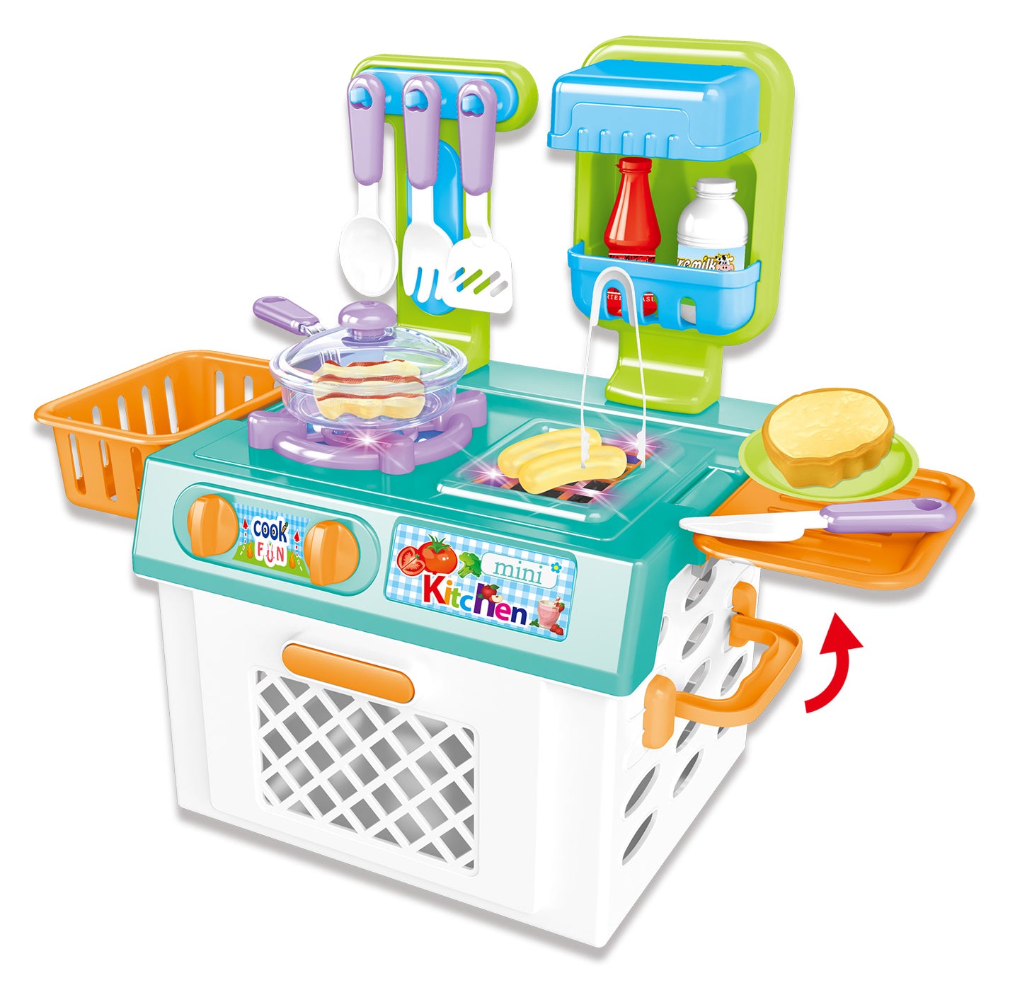 Mini Kitchen Playset With Sound And Color Changing Lights For Realistic Cooking