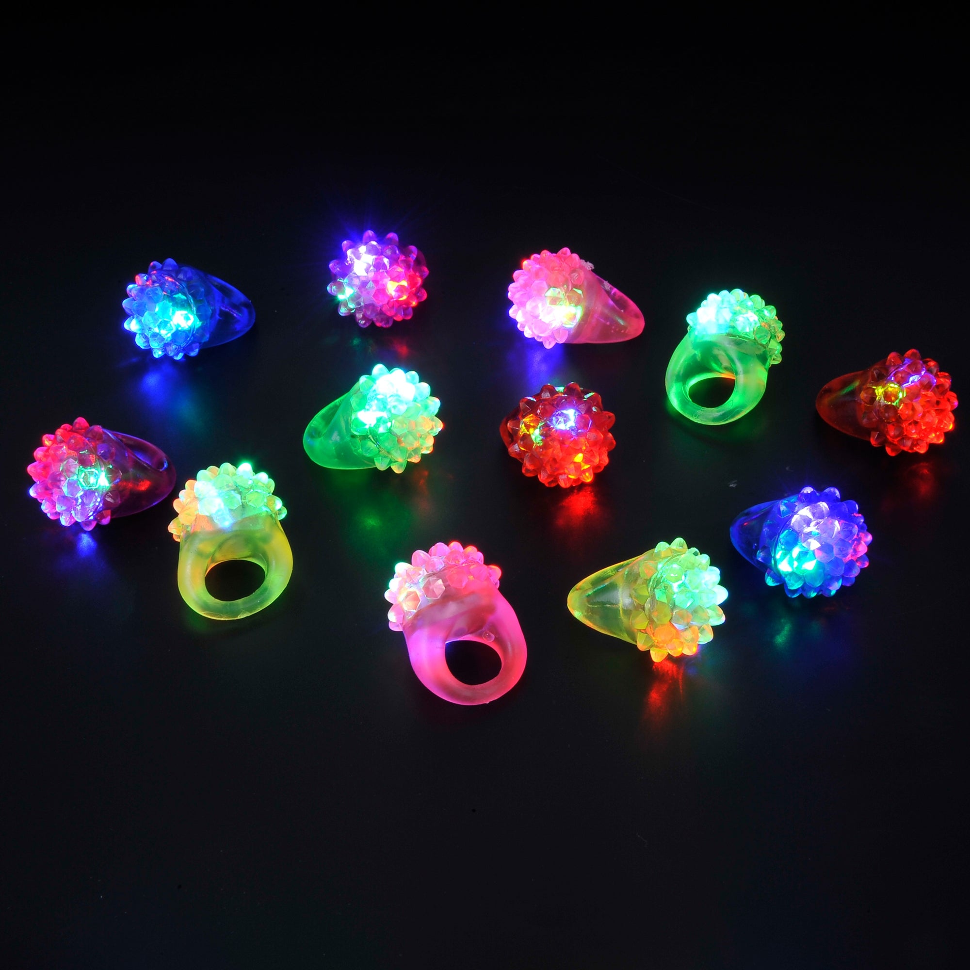 Flashing Colorful LED Light Up Jelly Rubber Rings 18/Pack