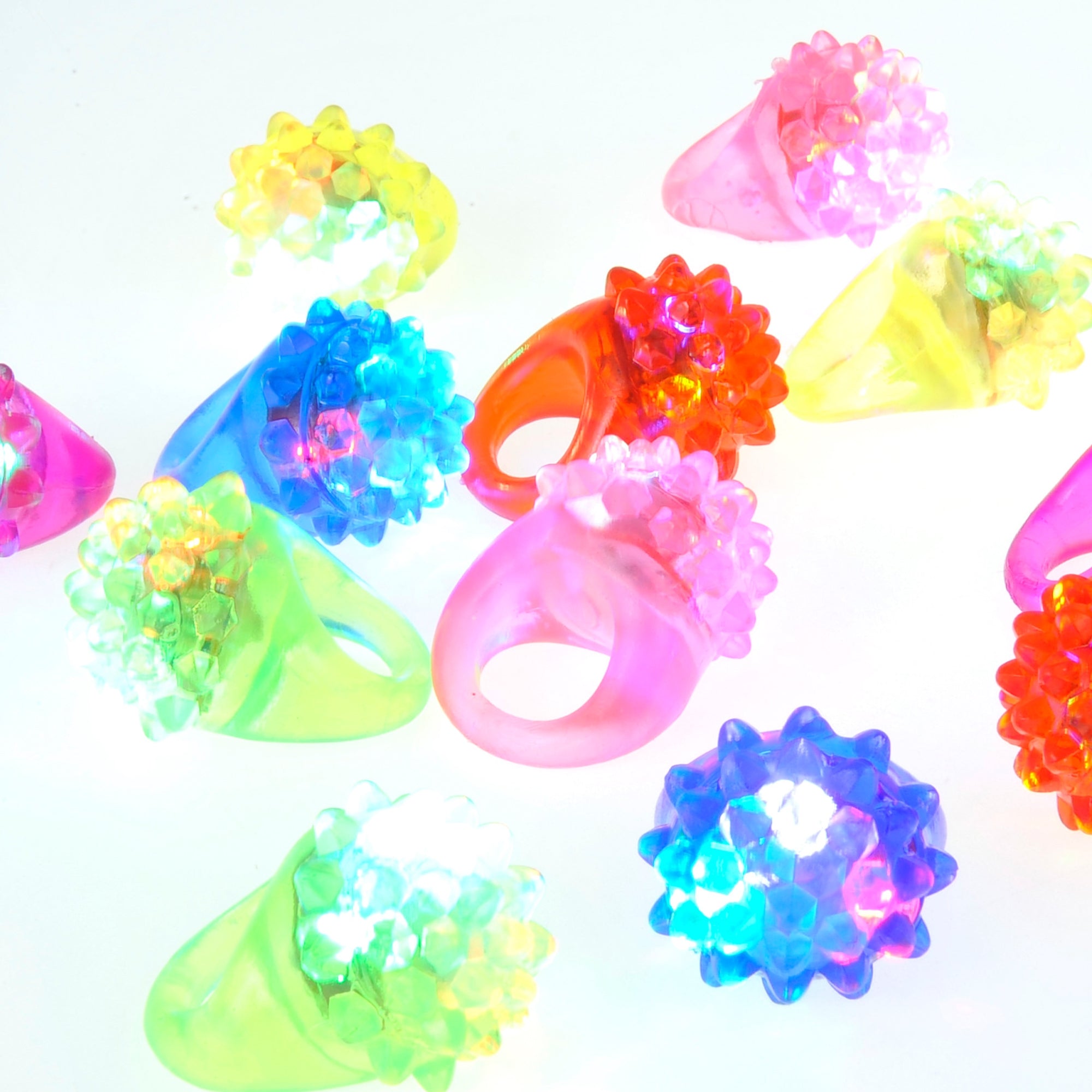 Flashing Colorful LED Light Up Jelly Rubber Rings 18/Pack