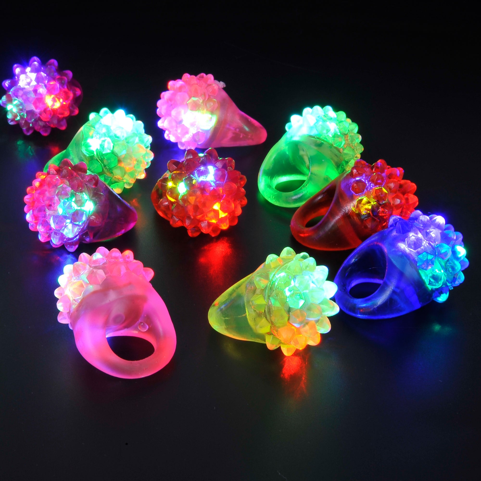 Flashing Colorful LED Light Up Jelly Rubber Rings 18/Pack