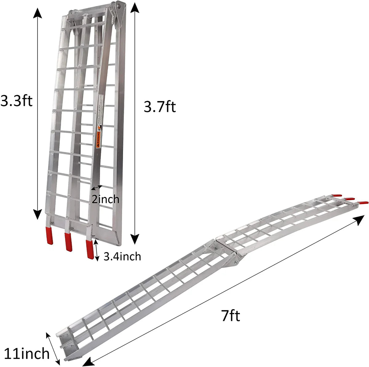 2Pcs 7.5' Loading Ramp Folding Aluminum ATV Ramps fit for Lawnmower Truck Motorcycle, 1500 lb Capacity