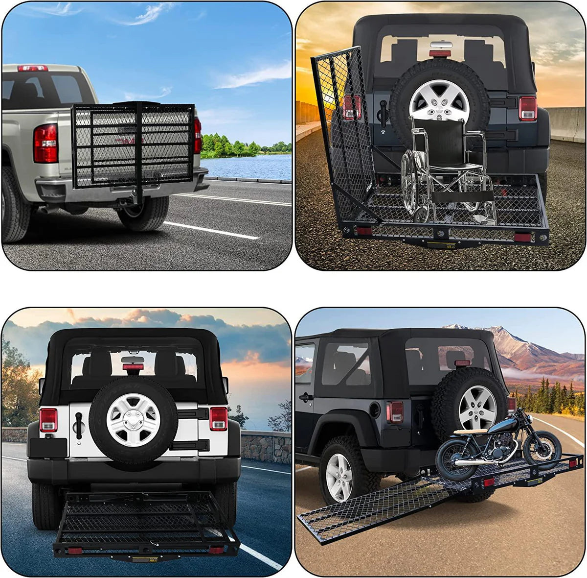 48.8" L x 27.8" W Trailer Hitch Cargo Carrier Utility Basket with 42" Folding Ramp, Fits 2-Inch Receiver