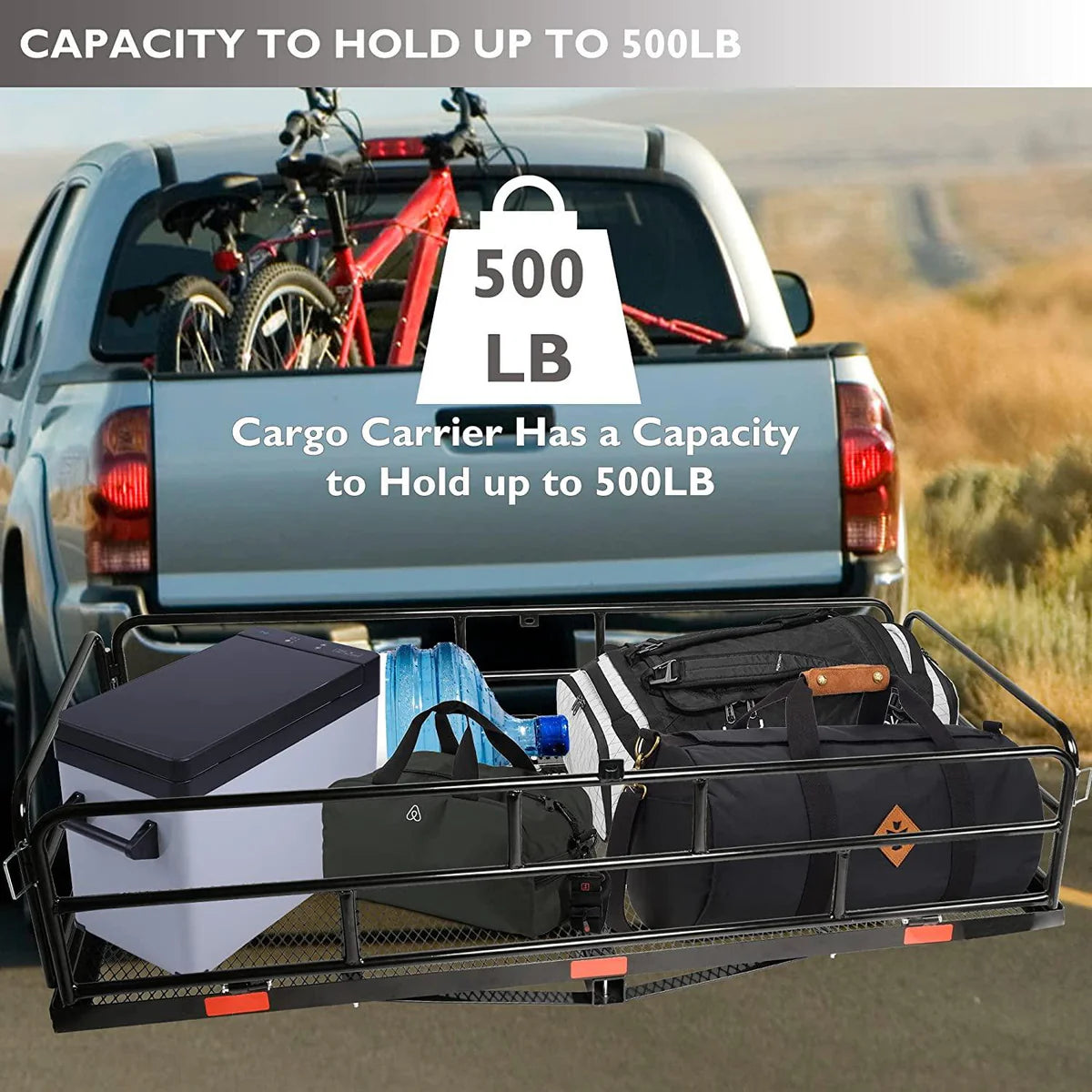 60" x 24" x 14" Heavy Duty Hitch Mount Cargo Carrier, Cargo Rack Rear Luggage Basket Fits 2" Receiver