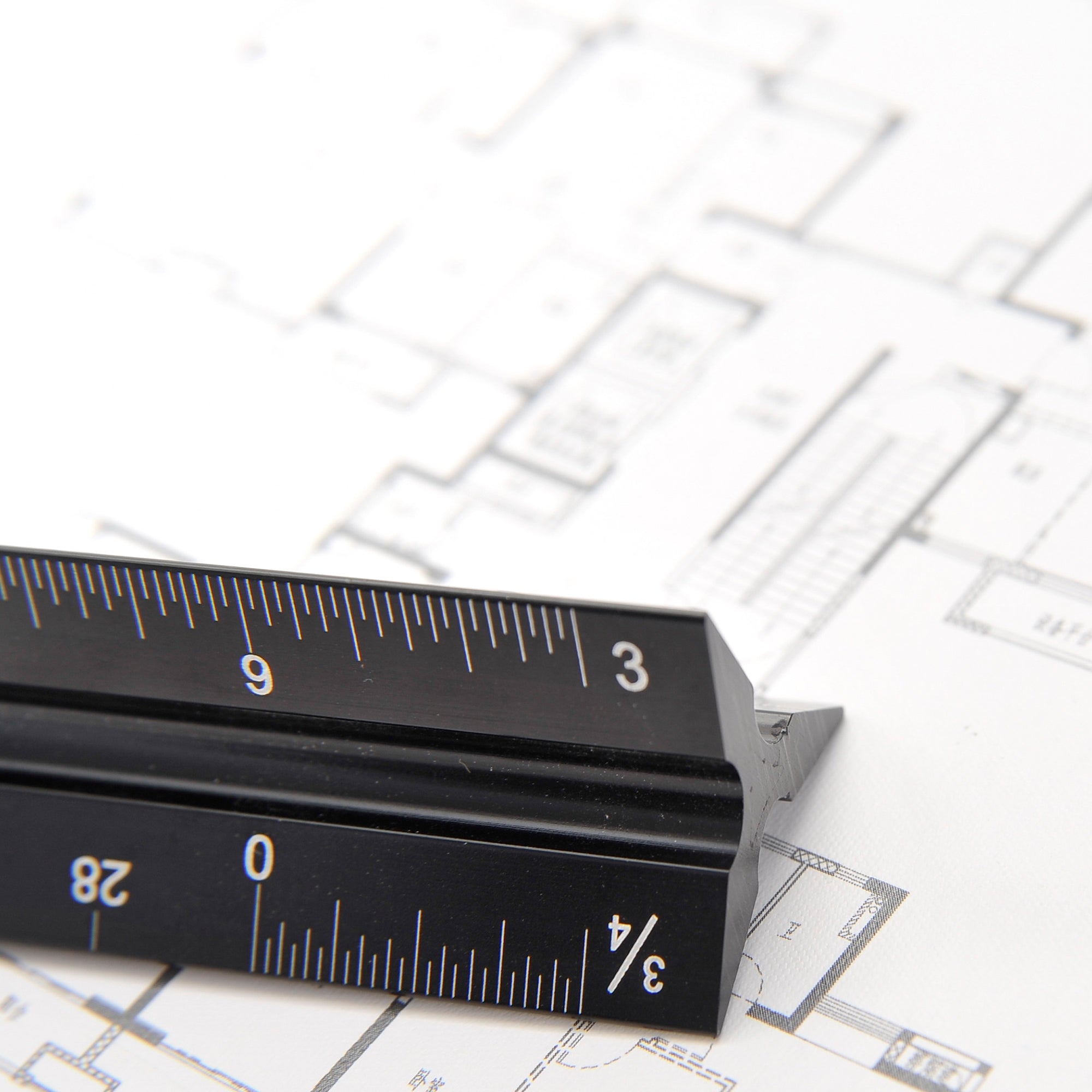 12" Architectural Scale Ruler Aluminum For Students & Engineers Black