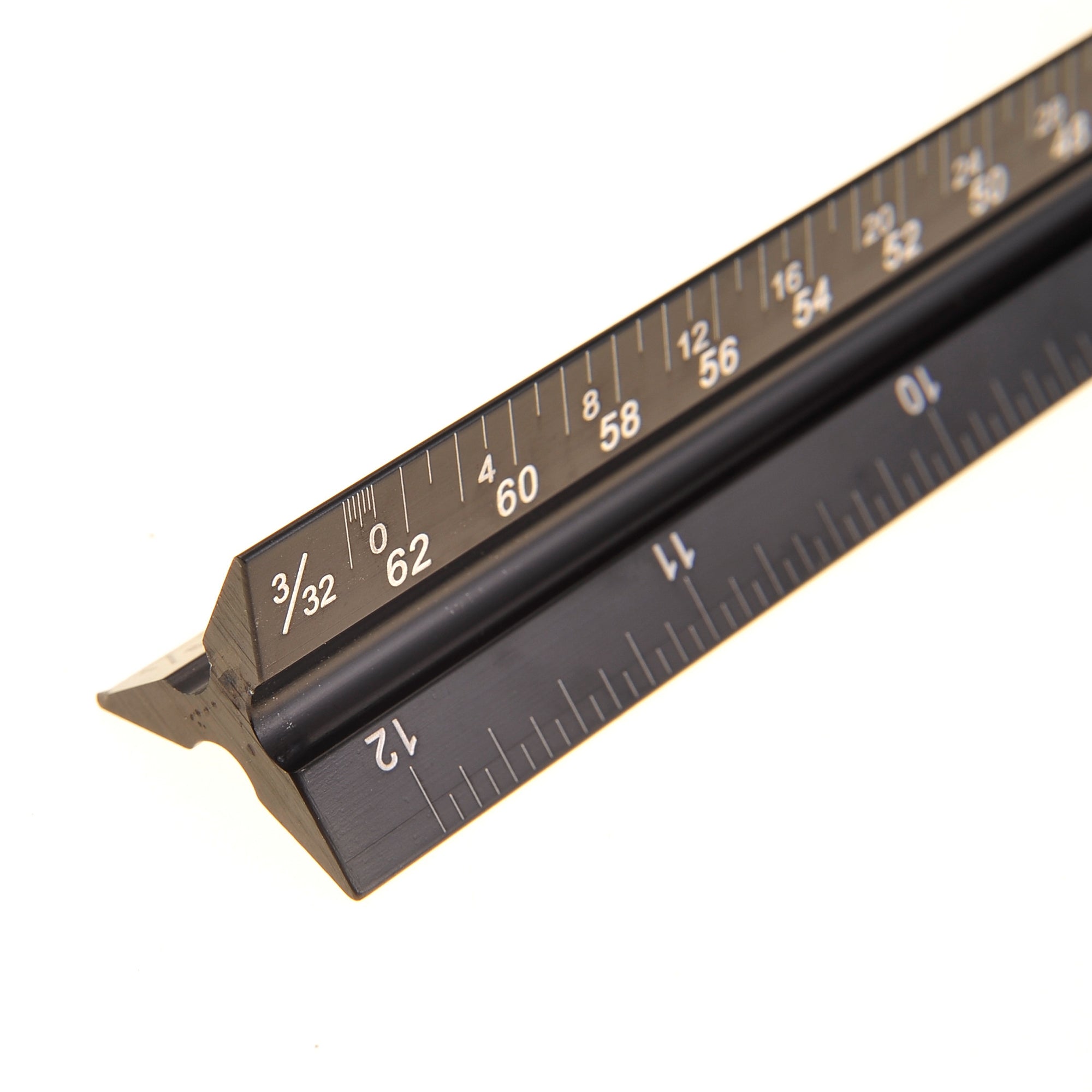 12" Architectural Scale Ruler Aluminum For Students & Engineers Black