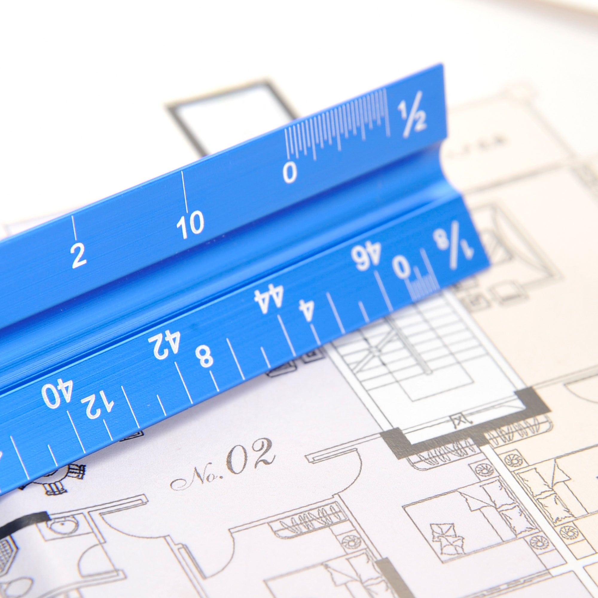 12" Architectural Scale Ruler Aluminum For Students & Engineers Blue