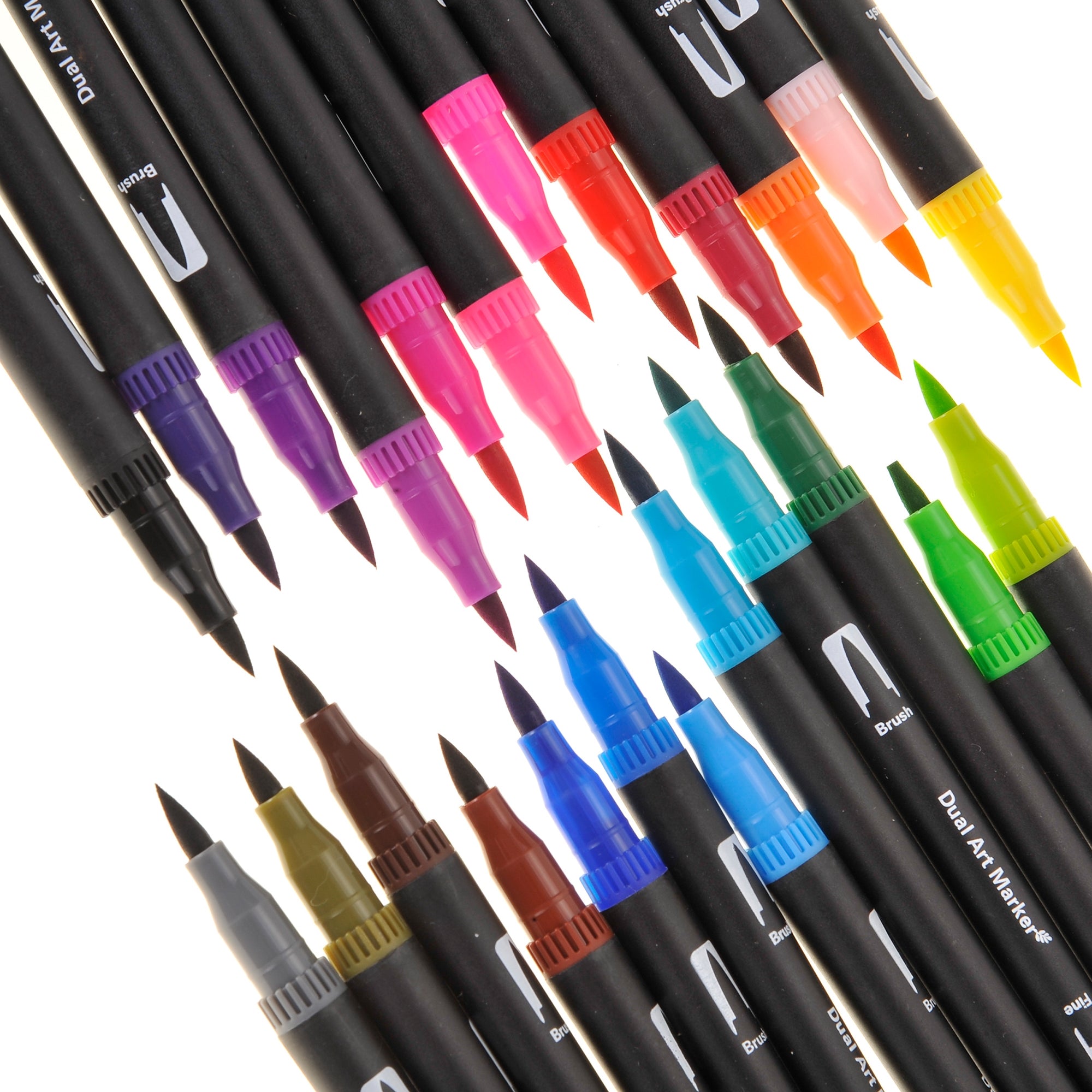 24 Fine Point Markers W/Dual Brush Colored Markers