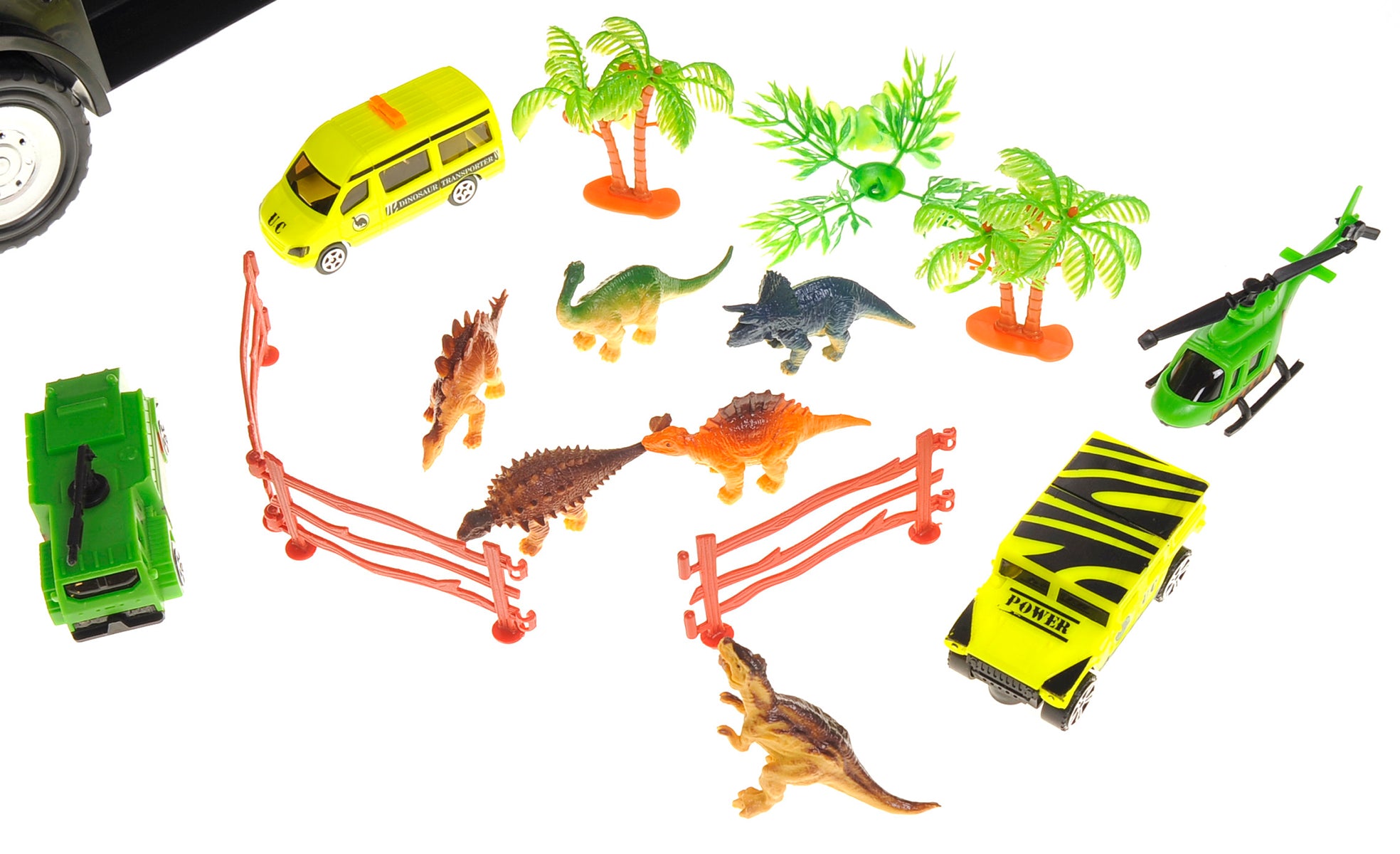 22" Transport Dinosaurs Car Carrier Truck Toy Includes Dinosaur Toys, Cars And Helicopter