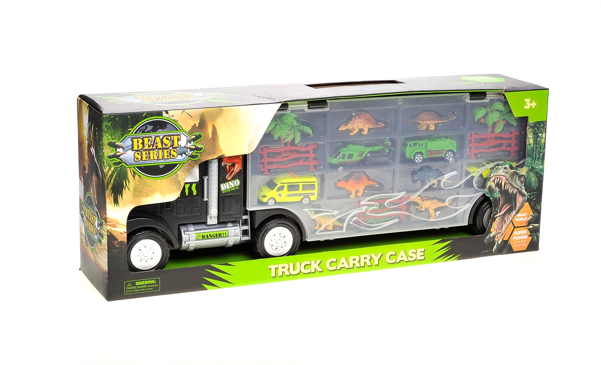 22" Transport Dinosaurs Car Carrier Truck Toy Includes Dinosaur Toys, Cars And Helicopter