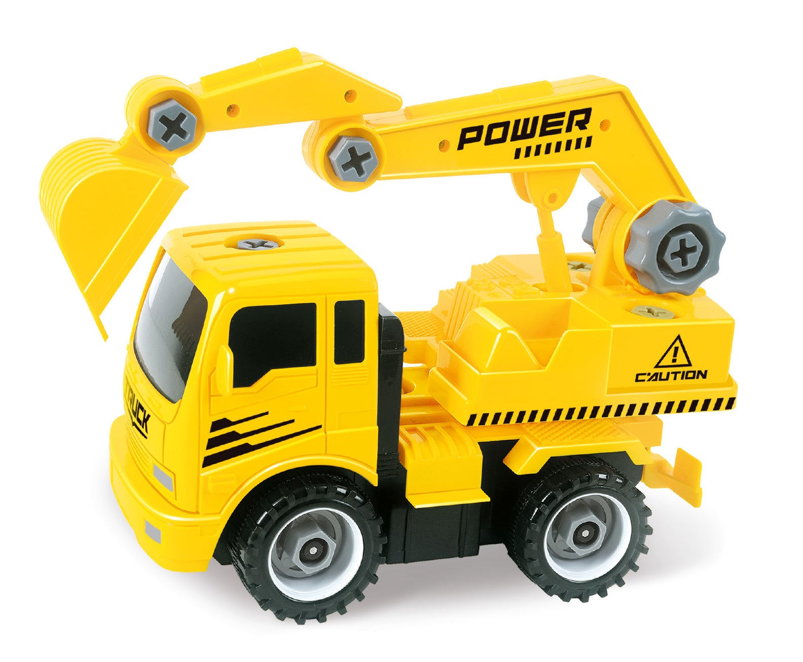 Take-A-Part Friction Powered Construction Trucks With Crane, Excavator, Mixer, Dump Truck