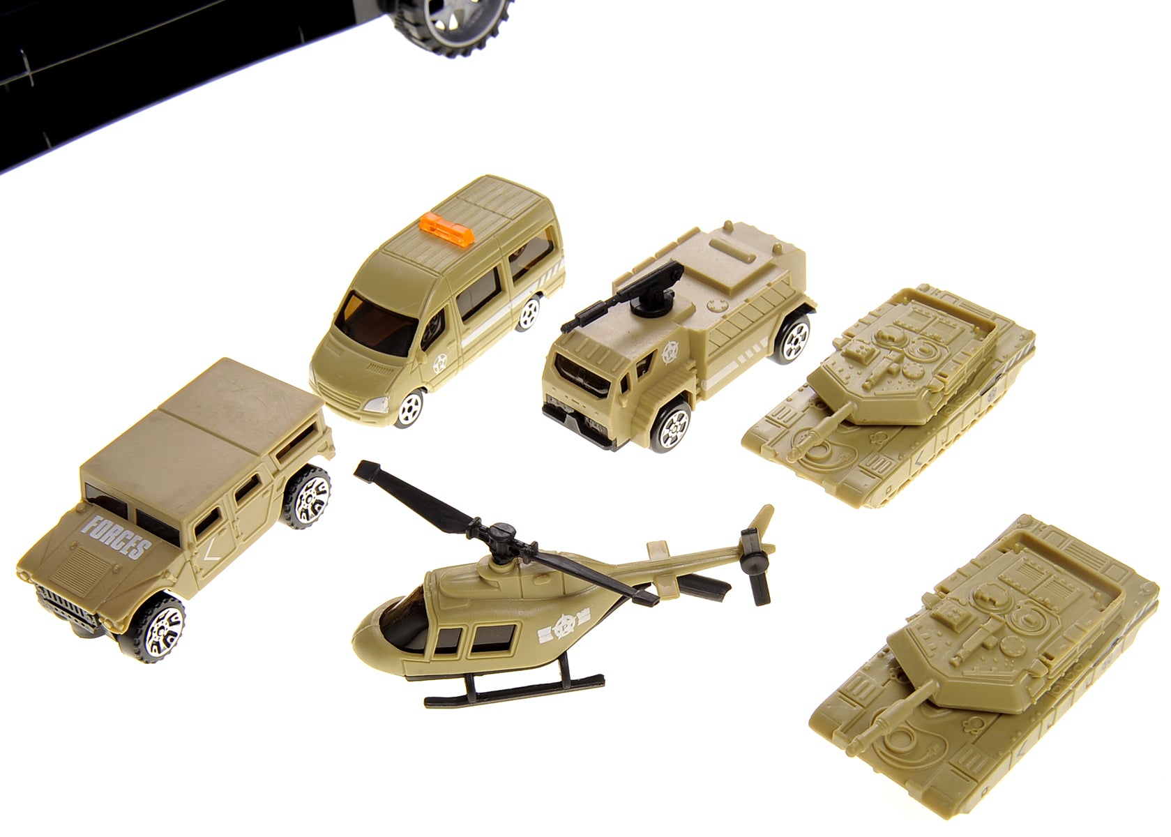 Military Transport Car Carrier With 6 Army Cars