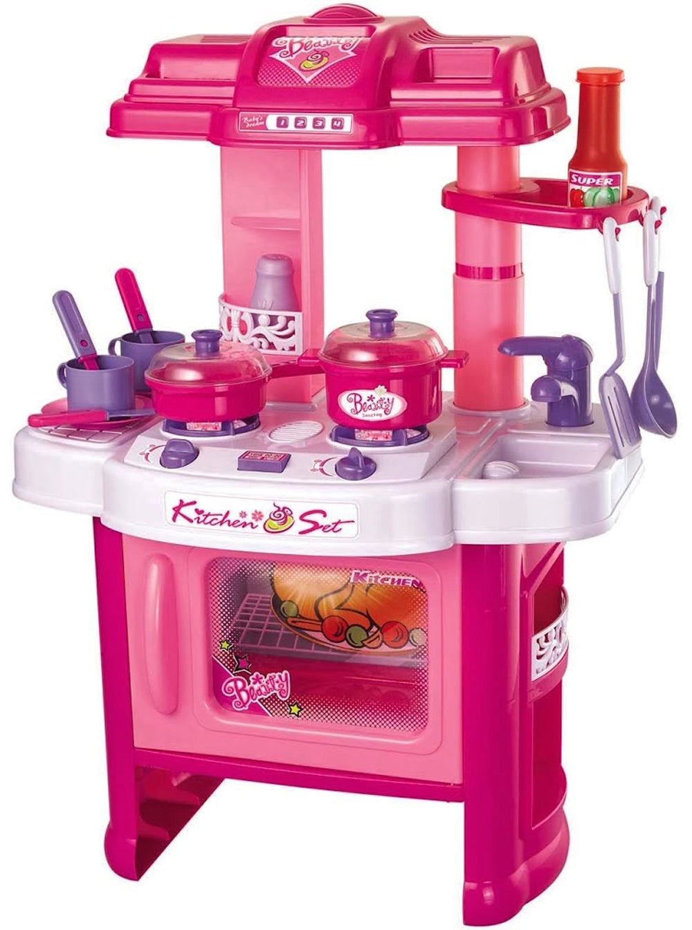 24" Deluxe Beauty Kitchen Appliance Cooking Play Set 24" With Lights & Sound