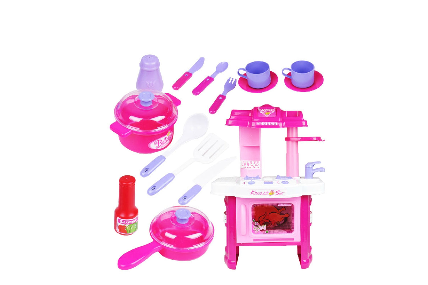 24" Deluxe Beauty Kitchen Appliance Cooking Play Set 24" With Lights & Sound