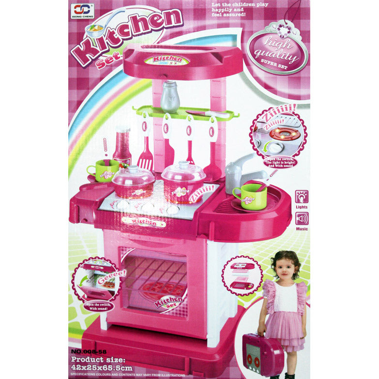 26" Portable Kitchen Appliance Oven Cooking Play Set With Lights & Sound (Pink)