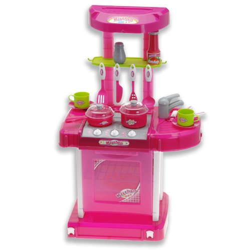 26" Portable Kitchen Appliance Oven Cooking Play Set With Lights & Sound (Pink)